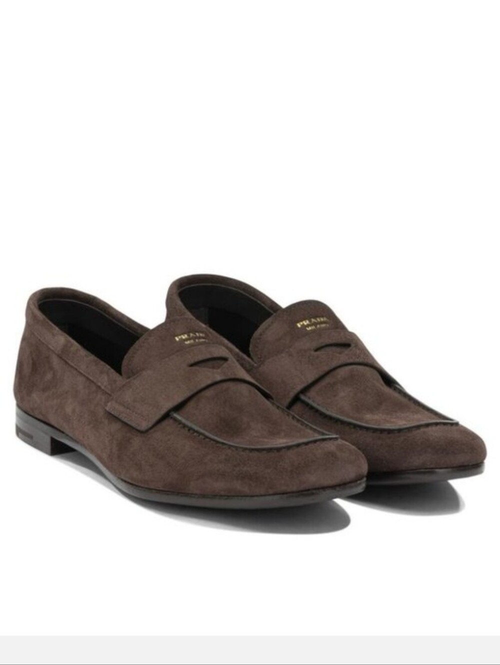 $1,390 PRADA Logo Suede Loafers Brown UK 10 US 11 EU 44 BNIB